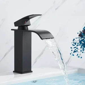 Black Waterfall Bathroom Faucet For Vanity Vessel