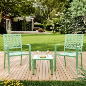 3 Piece Outdoor Patio Bistro Table and Chairs