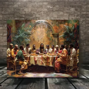 Black Last Supper Canvas Mural
