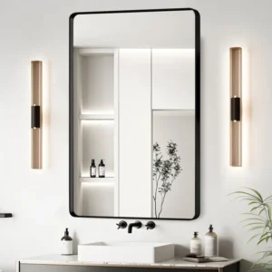 24x30 Inch Black Aluminum Frame Vanity Mirror