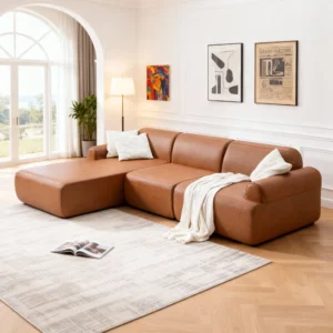 L-shaped Oversized Modular Leather Segmented Sofa