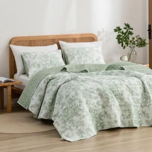Queen Size Floral Quilt Set Bedding