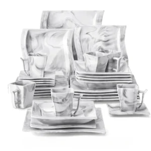 30PCS Marble Porcelain Dinnerware Set
